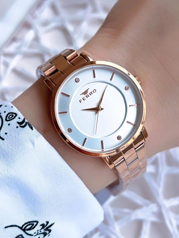Ferro Rose Gold Renk 3 Atm Suya Dayanıklı Çelik Kordon Özel Tasarım Kadın Kol Saati BF21099AWT-C - Image 1