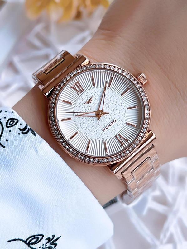 Ferro Rose Gold Renk 3 Atm Suya Dayanıklı Çelik Kordon Özel Tasarım Kadın Kol Saati BF2994AWT - Image 1