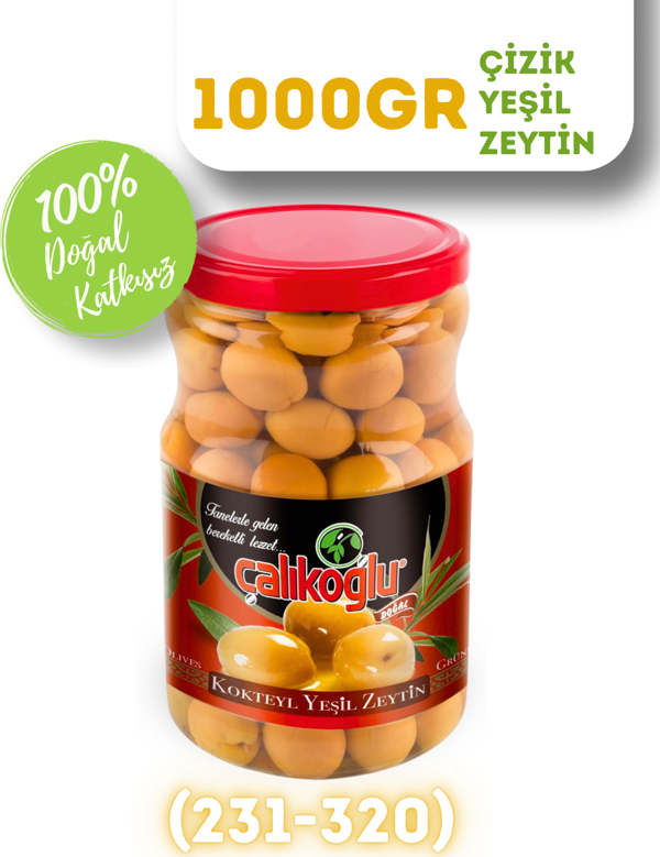 Çalıkoğlu Doğal Çizik Yeşil Zeytin 1 kg (261-290) - Image 1