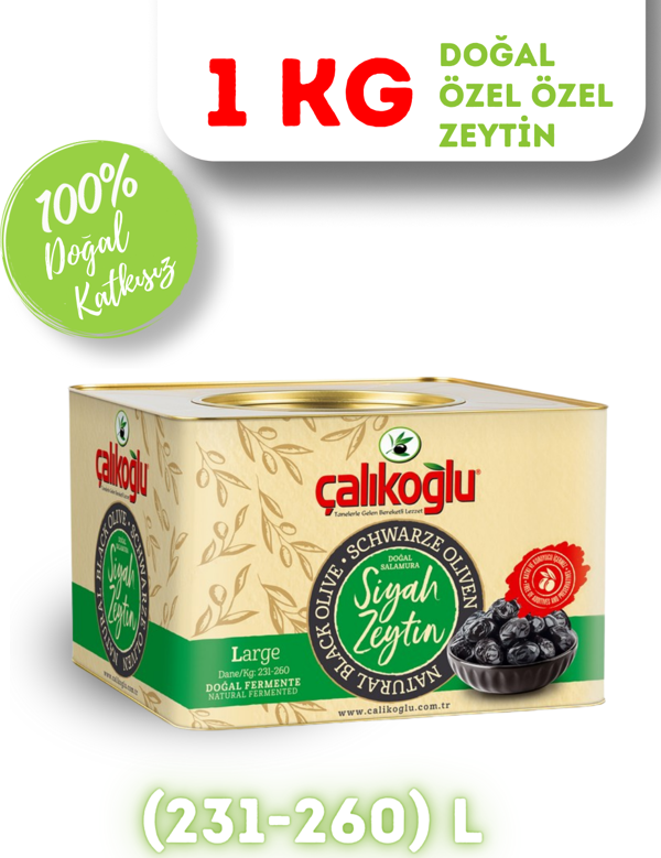 Çalıkoğlu Doğal Gemlik Özel Özel Siyah Zeytin 1 kg (231-260) L - Image 1