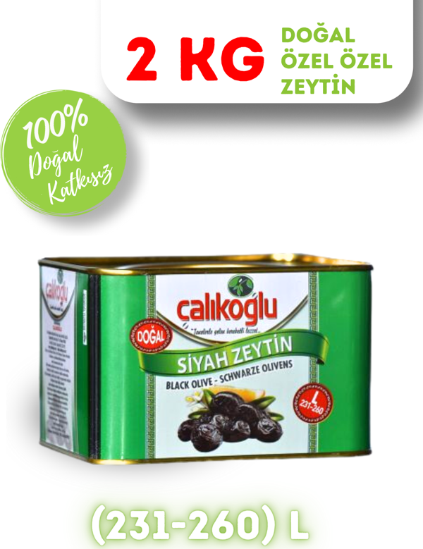 Çalıkoğlu Doğal Gemlik Özel Özel Siyah Zeytin 2 kg (231-260) L - Image 1