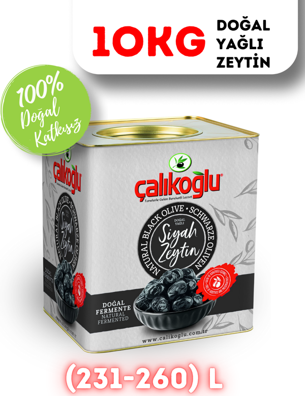 Çalıkoğlu Doğal Gemlik Özel Özel Yağlı Siyah Zeytin 10 kg (231-260) L - Image 1
