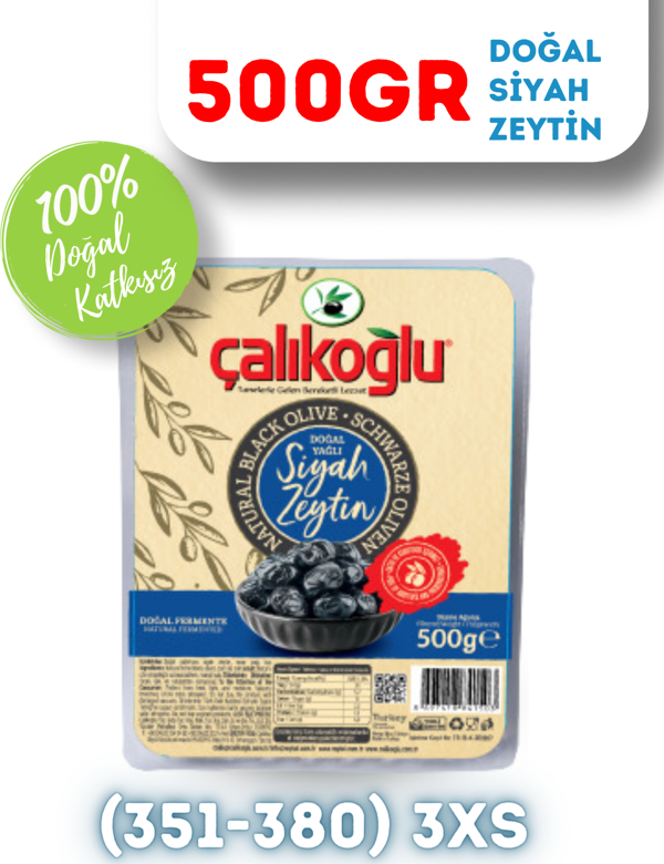 Çalıkoğlu Doğal Gemlik Siyah Zeytin 500 gr (351-380) 3XS - Image 1