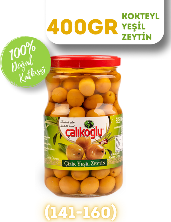 Çalıkoğlu Doğal Kokteyl Yeşil Zeytin 400 gr (141-160) - Image 1