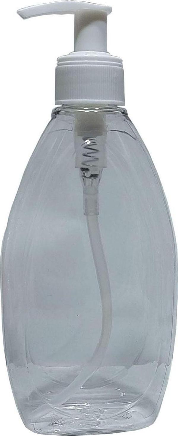 Alsun 100 Adet 400 Ml Sıvı Sabunluk Beyaz Pompalı Yassı Model Boş Şişe - Image 1