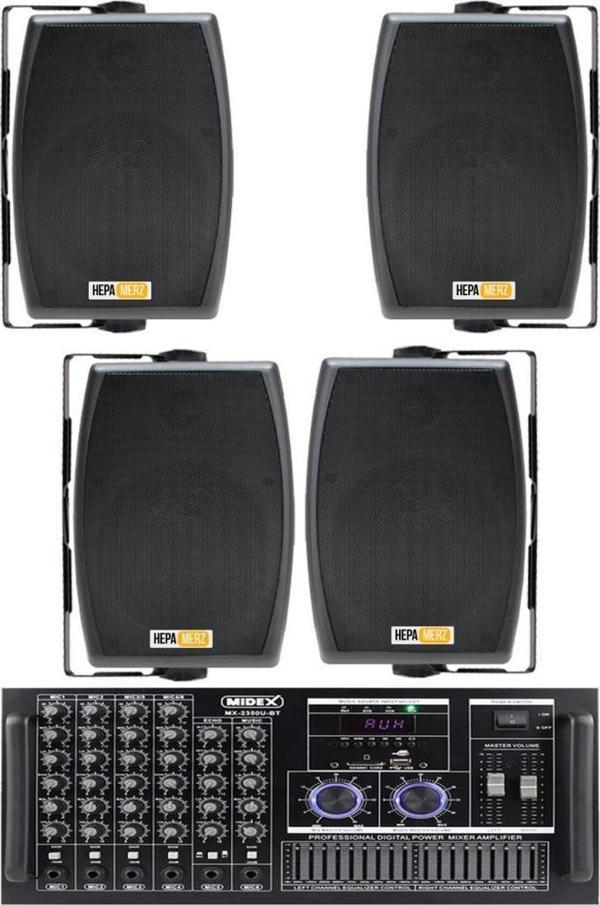 Lastvoice Black Trend Paket-2 Duvar Hoparlör ve Mikser Amfi Paketi (1 MİKSER 4 HOPARLÖR) - Image 1
