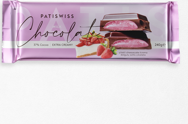 Patiswiss Çilekli Krema Dolgulu Sütlü Çikolata 240g - Image 1