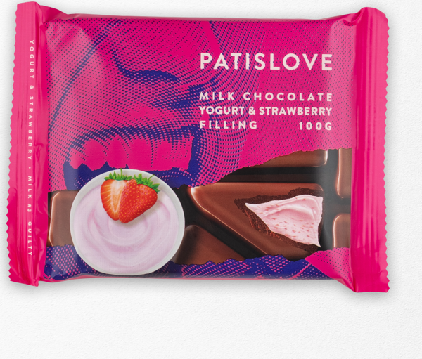 Patiswiss Guilty Çilekli Yoğurt Dolgulu Sütlü Tablet Çikolata 100g - Image 1