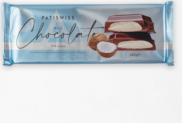 Patiswiss Hindistan Cevizli Krema Dolgulu Sütlü Çikolata 240g - Image 1