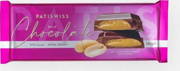 Patiswiss Yer Fıstıklı Krema Dolgulu Sütlü Çikolata 240g - Image 1