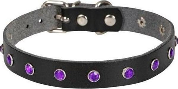 Cattie Gerçek Deriden Taşlı Kedi Boyun Tasması Xlarge Siyah 1.5x26-31 Cm - Image 1