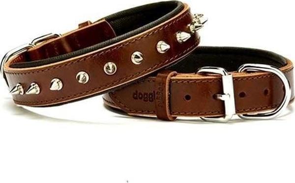 Doggie Comfort Deri Çivili Köpek Boyun Tasması Medium Kahverengi 3x42-50 Cm - Image 1