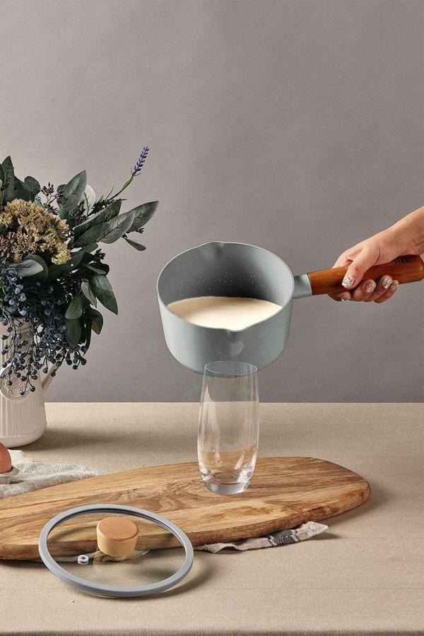 Neoflam Fika Alüminyum Döküm Süt Tavası Cam Kapaklı Gri 16Cm - Image 1