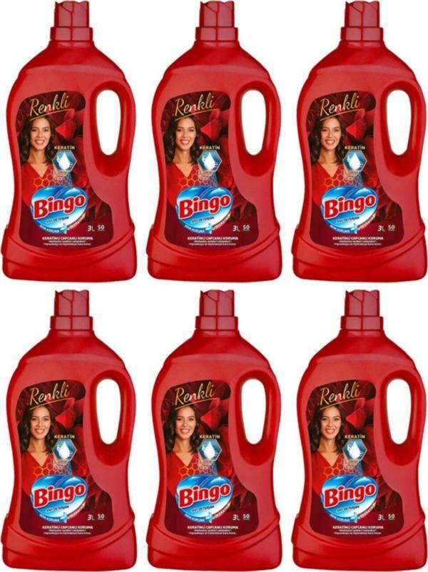 Bingo Sıvı Çamaşır Deterjanı 3 Litre Renkli X 6 Adet - Image 1