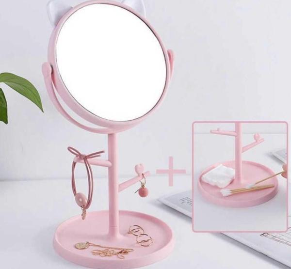 SHETHINK KEDİ KULAKLI ASKILIKLI MAKYAJ AYNASI MU-35 PEMBE - Image 1
