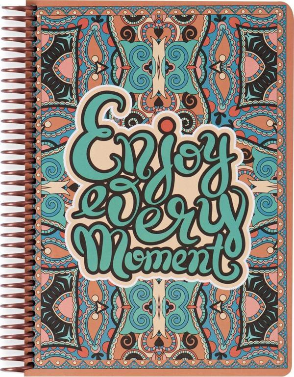 Çizgili Sert Kapak Spiralli Wallart Defter Enjoy Very Moment 17x24 - Image 1