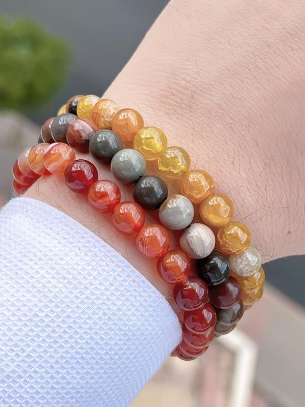 Doğal Taş 3 Adet Özel Kombin Akik-Aventurin-Kristal Oluşumu Doğal Unisex Enerji Bilekliği BLKT.NS03 - Image 1