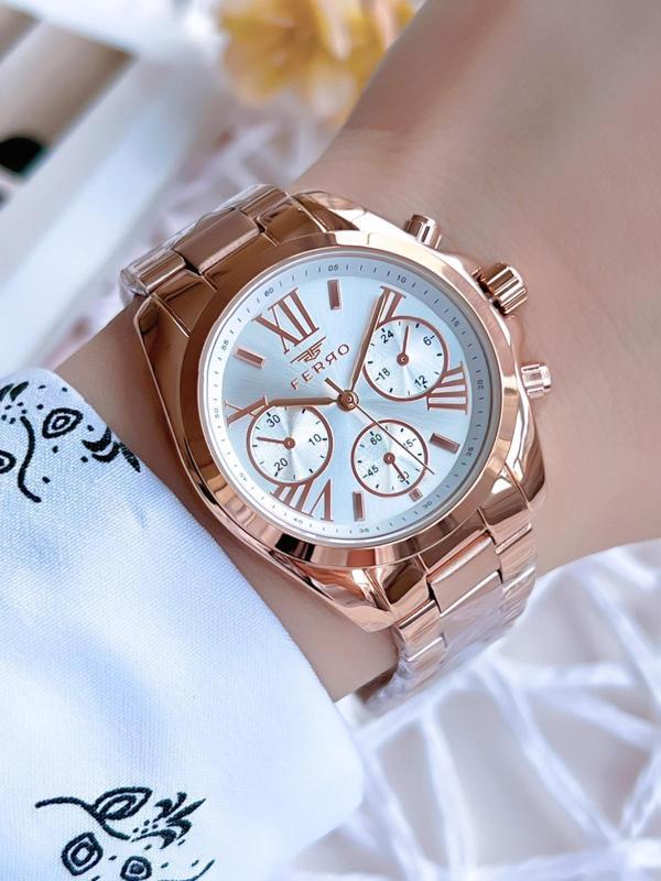 Ferro Rose Gold Renk İç Fonksiyonları Aktif 3 Atm Çelik Kordon Kadın Kol Saati BFL21259AWT-C - Image 1