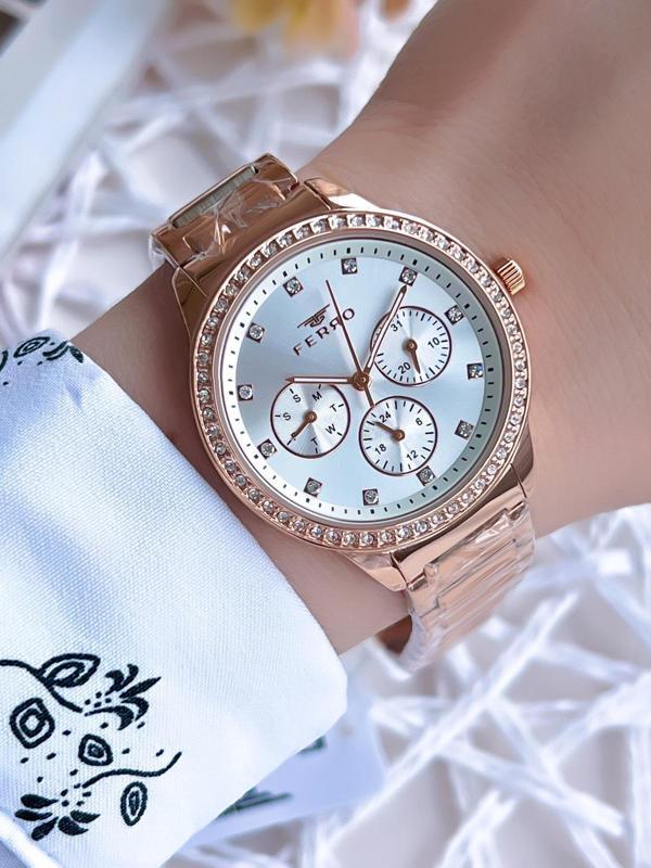 Ferro Rose Gold Renk İç Fonksiyonları Aktif 3 Atm Çelik Kordon Kadın Kol Saati BFM21077AWT-C - Image 1