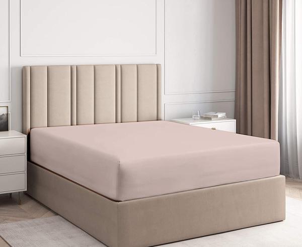 Hierapolis Home Pamuk Çift Kişilik Lastikli(Fitted) Penye Çarşaf - Pudra - Image 1