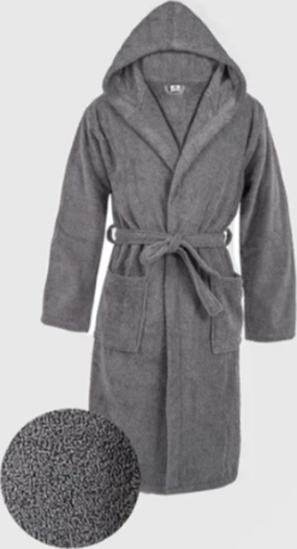 Hierapolis Home Tex - Unisex Bornoz- Antrasit - S/M Beden Kapşonlu Bornoz - Image 1