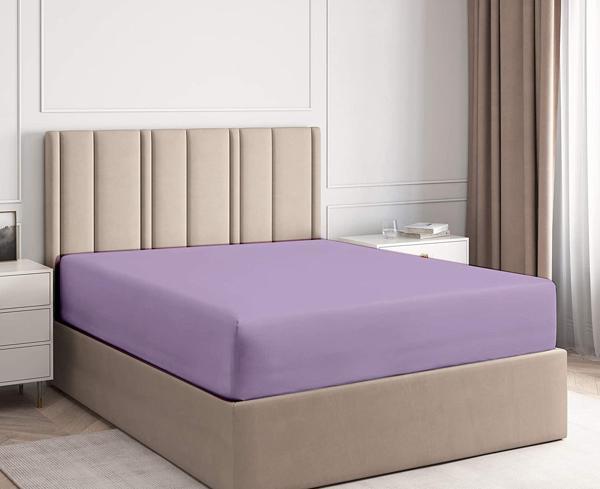 Hierapolis HomePamuk Tek Kişilik Lastikli(Fitted) Penye Çarşaf - Lila - Image 1