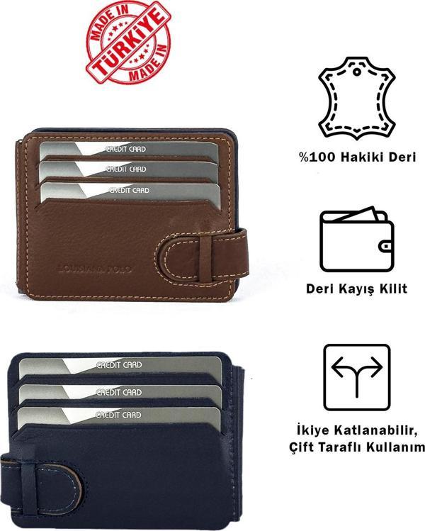 Louisiana Polo Hakiki Deri Erkek Cüzdan Taba-Lacivert 711 - Image 1