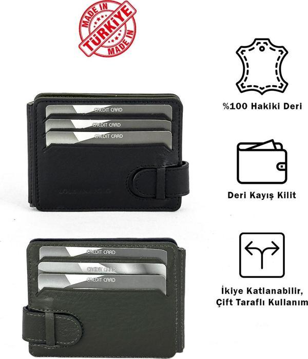 Louisiana Polo Hakiki Deri Erkek Cüzdan Siyah-Haki 711 - Image 1