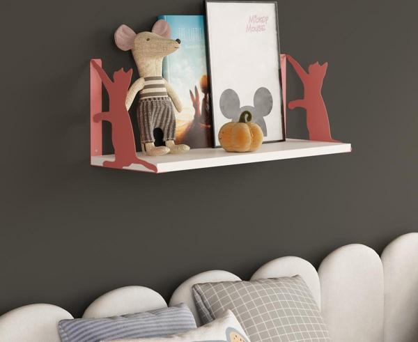 Unisoft Metal Kedi Figürlü Ahşap Standlı 50 cm Duvar Rafı - Image 1