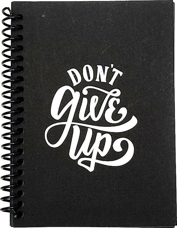 Siyah Defter Motivasyon Sözlü Dont Give Siyah Yapraklı A6 Not Defteri - 1 Adet - Image 1