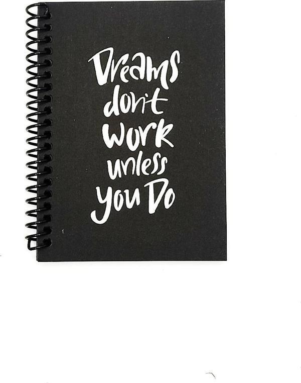 Siyah Defter Motivasyon Sözlü Dreams Siyah Yapraklı A6 Not Defteri - 1 Adet - Image 1
