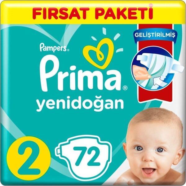 Prima 2 Beden Yenidoğan Bebek Bezi Fırsat Paketi 72 Adet - Image 1