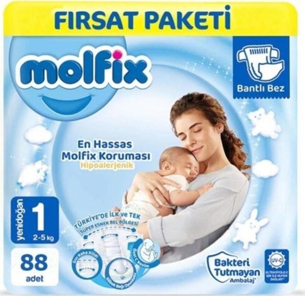 Molfix 1 Numara 88 Adet Bebek Bezi - Image 1