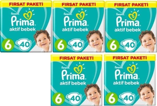 Prima Aktif Bebek 6 Beden 200 Adet Ekstra Large  Bebek Bezi - Image 1