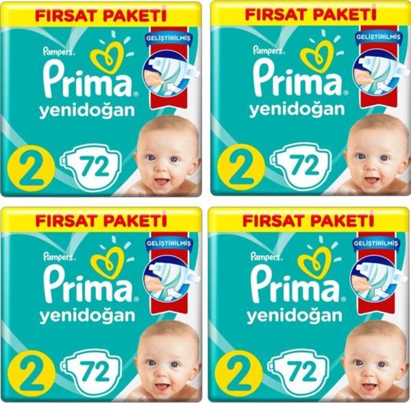 Prima Bebek Bezi 2 Beden-numara Mini 4-8 kg 72 Li 4 Paket 288 Adet - Image 1