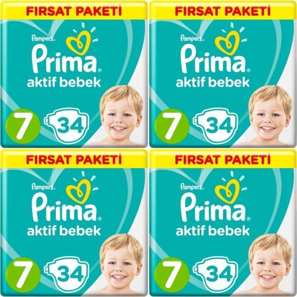 Prima Bebek Bezi 7 Beden-numara 15+ kg 34 Lü 4 Paket 136 Adet - Image 1