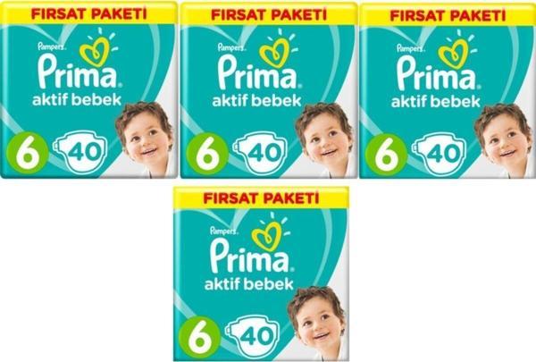 Prima Bebek Bezi Aktif Bebek 6 Beden Ekstra Large Fırsat Paketi 160 Adet - Image 1