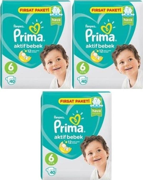 Prima Fırsat Paketi 6 Numara 40*3=120 Adet Bebek Bezi 13-18 kg - Image 1