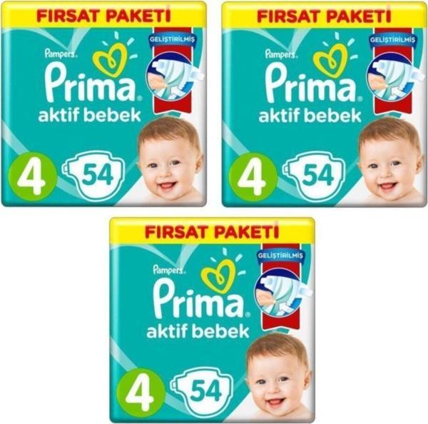 Prima Bebek Bezi Fırsat Paketi Maxi 4 Numara 162 Adet ( 3*54 ) - Image 1