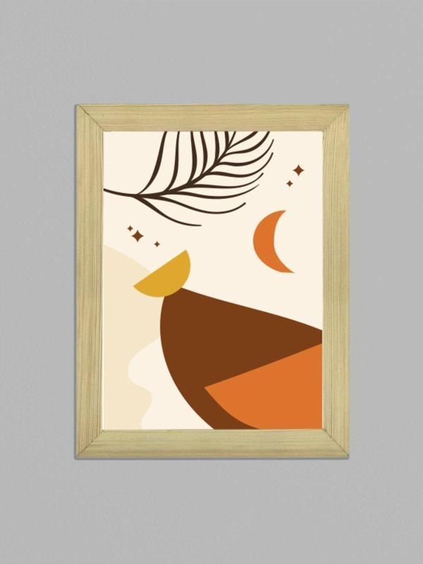 Tuable Dekoratif Yaprak Çizimi - 3 Çerçeveli Ahşap Poster Tablo  - Image 1