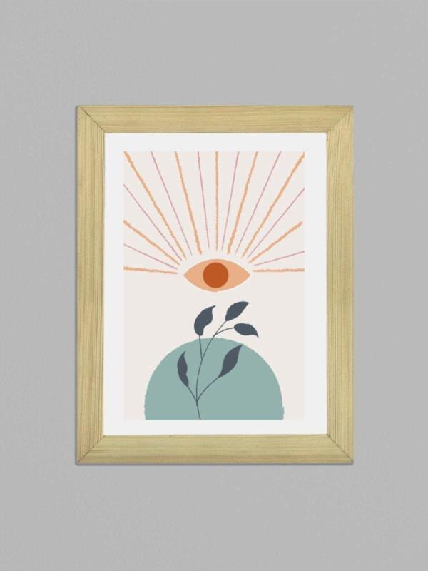 Tuable Göz Desen Çizimi Çerçeveli Ahşap Poster Tablo - Image 1