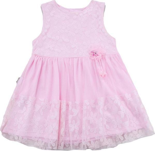 Çiçekli Tüllü Kız Elbise Pembe - Image 1