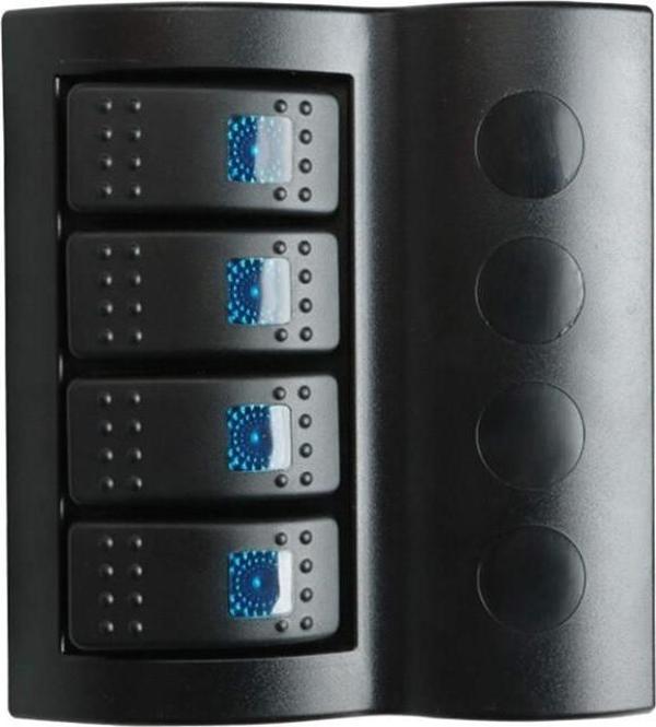 BFY Marin Otomatik Sigortalı Işıklı Switch Panel, 4 Anahtar, Mavi - Image 1