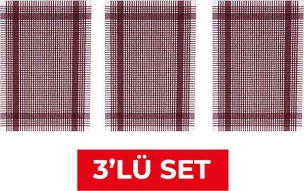 Tuable Pöti Kareli 3'lü Kurulama Bezi Bordo  - Image 1