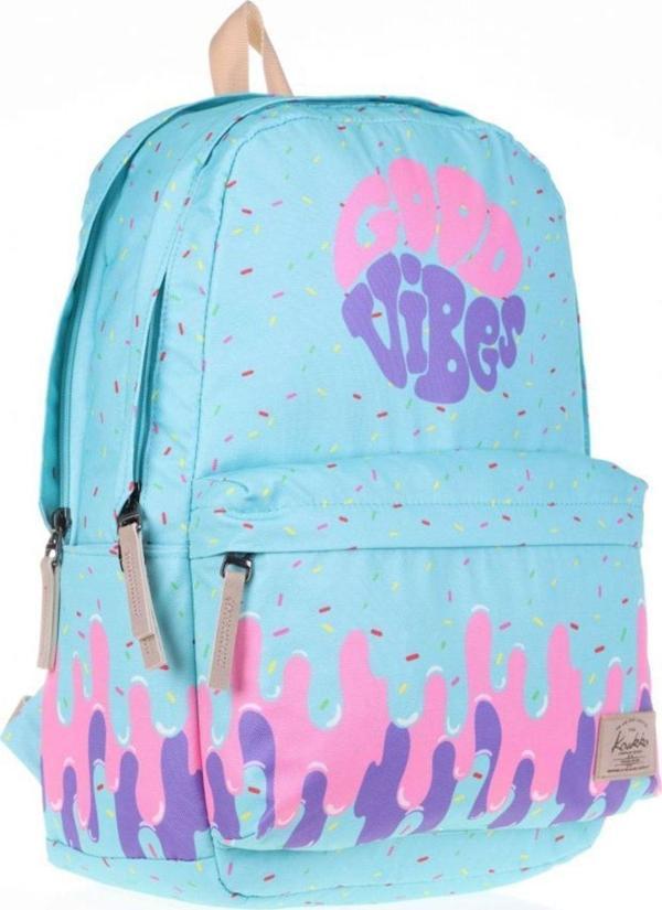 Layer Turkuaz Pembe Okul Ve Günlük Sırt Çantası - Good Vibes - Kız - Image 1