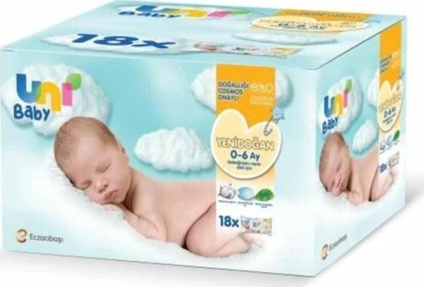 Uni Baby Yenidoğan Islak Mendil 18'li 720 Yaprak Yeni Paket - Image 1
