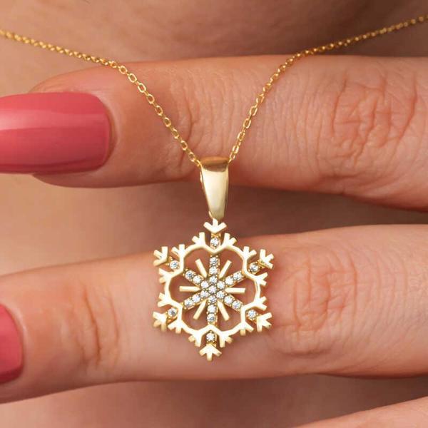 Gümüş Gold Kar Tanesi Kadın Kolye - Image 1