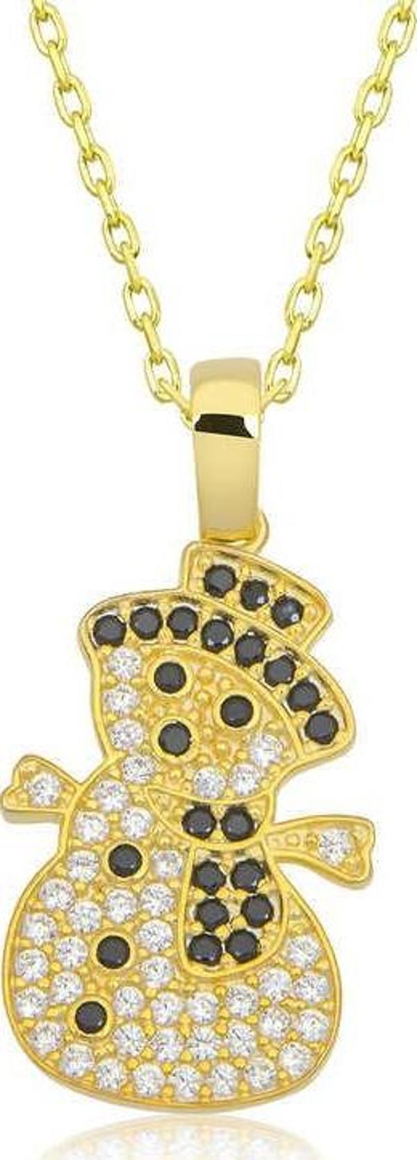 Gümüş Gold Kardan Adam Kadın Kolye - Image 1