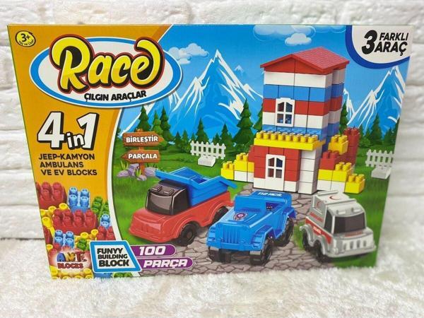 Ant Blok Çılgın Araçlar Eğitici Eğlenceli Zeka Geliştirici Blok Seti 4 İn 1 - 100 Parça - Image 1
