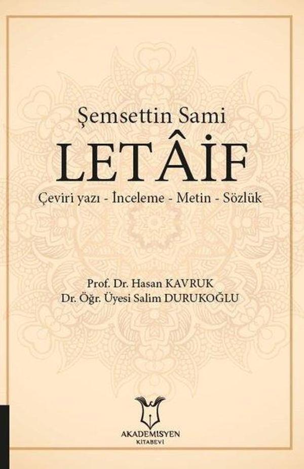 Şemsettin Sami Letaif - Akademisyen Kitabevi - Image 1